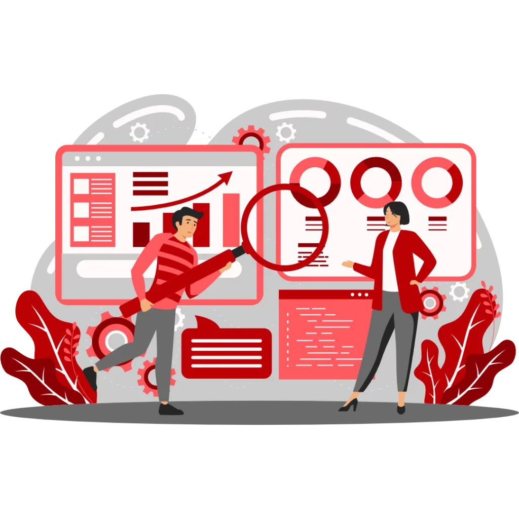 Vektorgrafik zeigt die Auswertung von SEO-Performance.